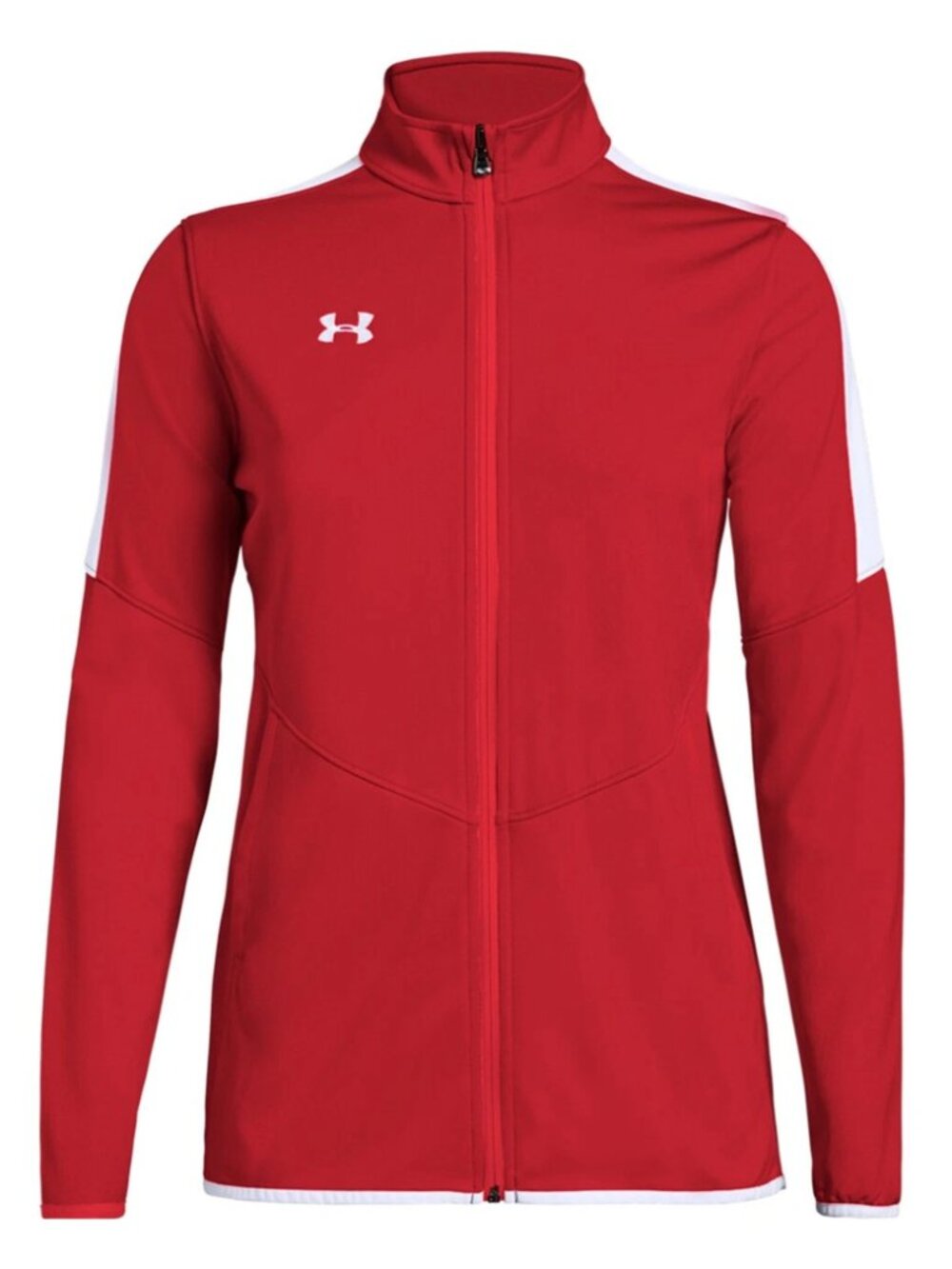 Under Armour Women’s Rival Knit Full Zip Jacket Red with White Sleeve Panels